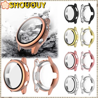 SHOUOUY เคส PC ชุบ กรอบเปลือกหอย หรูหรา กระจกนิรภัย 9H สําหรับ Samsung Galaxy Watch Active 2