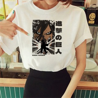 เสื้อยืด พิมพ์ลาย Attack on Titan แฟชั่นฤดูร้อน สไตล์สตรีท สําหรับผู้หญิง