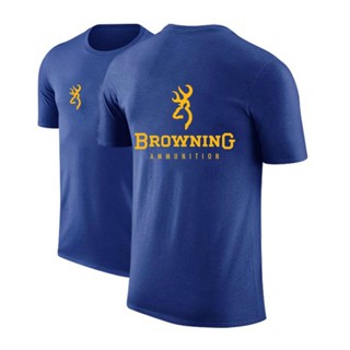 ใหม่ เสื้อยืดแขนสั้นลําลอง ผ้าฝ้าย พิมพ์ลาย BROWNING สีพื้น สวมใส่สบาย แห้งเร็ว คุณภาพสูง แฟชั่นฤดูร้อน สําหรับผู้ชาย 2023   