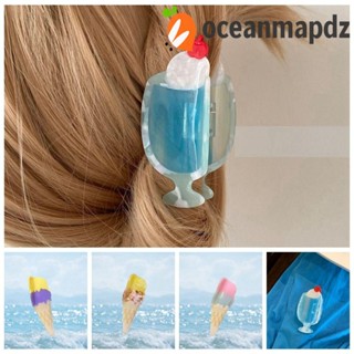 Oceanmapdz ไอศกรีม อะซิเตท กิ๊บติดผม การ์ตูน สีฟ้า น่ารัก ค็อกเทล น้ําผลไม้ เข้ากับทุกการแต่งกาย สําหรับผู้หญิง