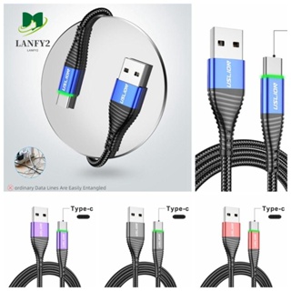 Alanfy สายชาร์จโทรศัพท์มือถือ LED 3A USB Type C 3A 0.5 ม. 1 ม. 2 ม. ชาร์จเร็ว