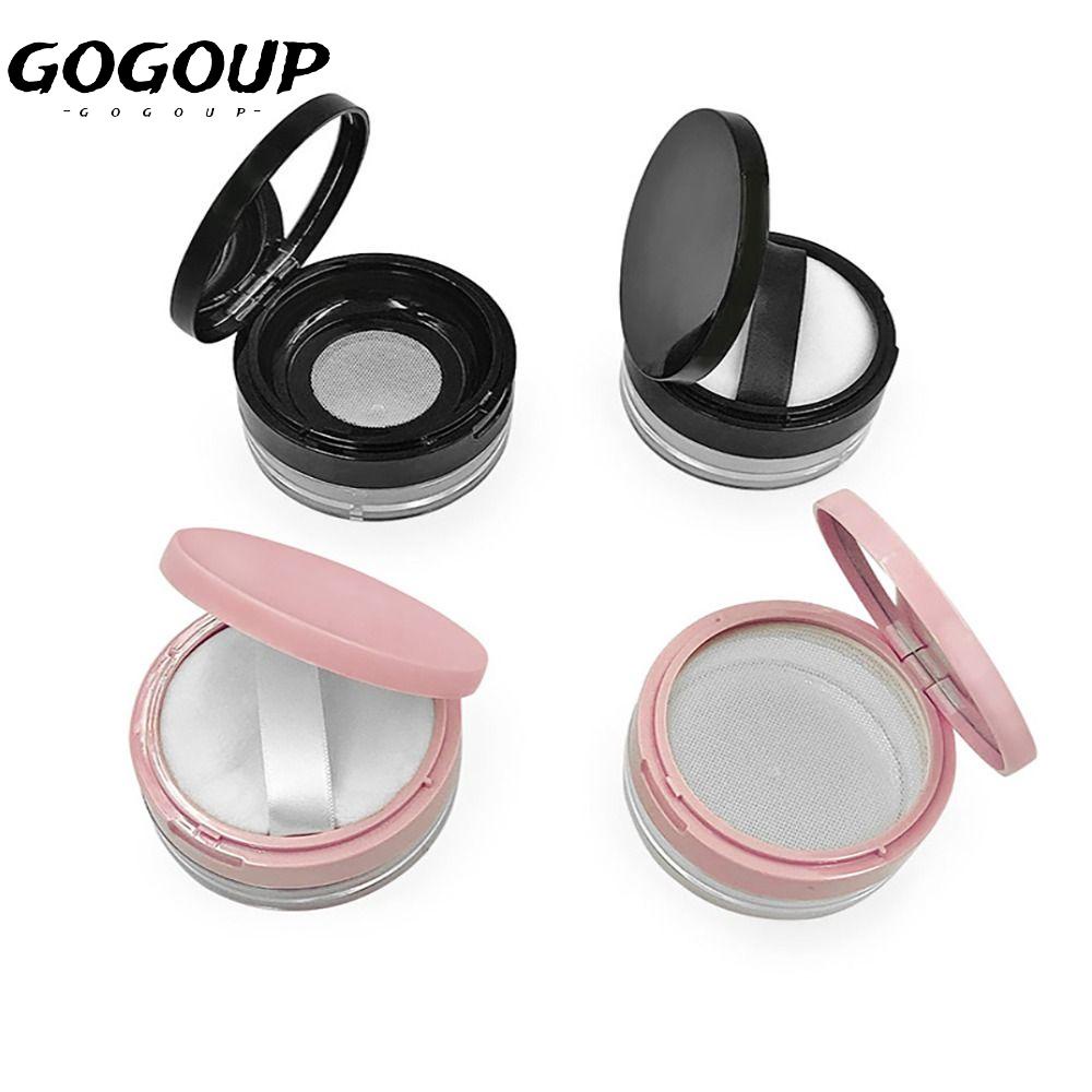 Gogoup ตลับแป้งฝุ่นเปล่า กล่องเปล่า ใส่พัฟ พร้อมกระจก แบบพกพา