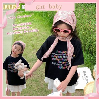 🍊GNR BABY🥑เสื้อยืดแขนสั้นลําลอง ผ้าฝ้าย พิมพ์ลายเจ้าหญิง ทรงหลวม สําหรับเด็กผู้หญิง อายุ 3-12 ปี