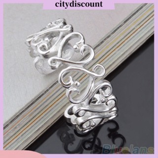 &lt;citydiscount&gt; แหวนชุบเงิน รูปหัวใจ เปิดนิ้ว ของขวัญวันวาเลนไทน์ สําหรับผู้หญิง