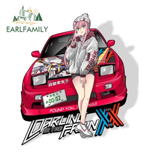 Earlfamily สติกเกอร์ ลายการ์ตูนกราฟฟิตี้ Zero Two 02 Darling In The Franxx 13 ซม. x 11.7 ซม. กันรอยขีดข่วน สําหรับติดตกแต่งรถยนต์