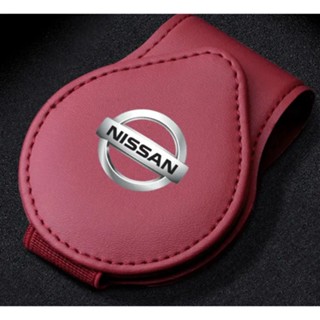 NISSAN LOGO car sun visor card business card leather storage folder DAYZ NOTE MARCH Sentra Leaf sunny Altima Skyline MAXIMA JUKE Ariya Rogue QASHQAI TEANA murano Patrol NV200 Elgrand GTR interior modification storage glasses clip sunglasses flip holder