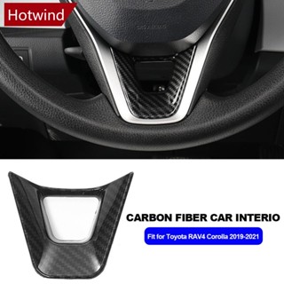 Hotwind สติกเกอร์คาร์บอนไฟเบอร์ ABS ติดพวงมาลัยรถยนต์ สําหรับ Toyota RAV4 Corolla 2019-2021 F7M2