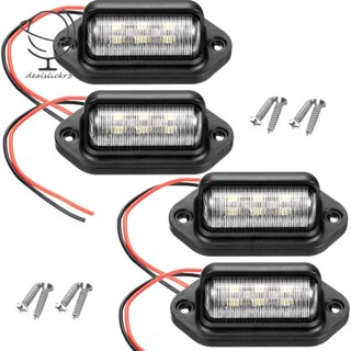 4 ชิ้น 12 โวลต์ 6 SMD LED ภายนอกป้ายทะเบียนรถแท็กไฟป้ายทะเบียนกันน้ําไฟท้ายสําหรับรถบรรทุก RV รถพ่วงเรือ