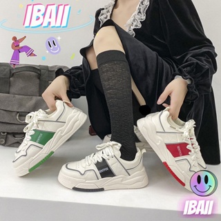 IBAII.  ใหม่ ins เวอร์ชั่นเกาหลีรองเท้าระบายอากาศสีขาวนักเรียนรองเท้าผ้าใบลำลองมัฟฟินทุกคู่