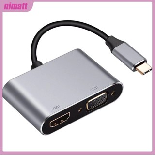 Ni อะแดปเตอร์แปลงสายเคเบิ้ล Type-C Hub Usb C To Hdmi-compatible Vga 2-in-1 Hd