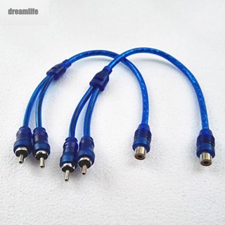 【DREAMLIFE】2Pcs Set RCA Audio Cable Y Splitter /Adapter Computer /1 Female To 2 Males Cord