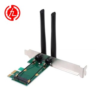 การ์ดไร้สาย WiFi Mini PCI-E Express เป็นอะแดปเตอร์ PCI-E พร้อมเสาอากาศภายนอก 2 เสา สําหรับ PC