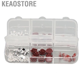 Keaostore 3D Nail Art Charms  Portable Butterfly 6 Compartments Vintage Multi Shape with Artificial Pearls for Salon