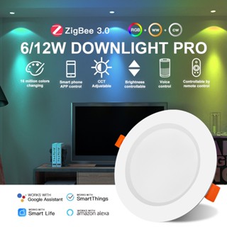 Gledopto ZigBee3.0 โคมไฟดาวน์ไลท์ LED RGBCCT 6W 12W 3.5 นิ้ว CRI 90+ ติดเพดานอัจฉริยะ เสียง Alexa ZigBee2mqtt Conbee Tuya