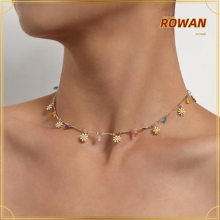 Rowans สร้อยคอแฟชั่น จี้ดอกเดซี่ ประดับลูกปัดน่ารัก สีสันสดใส