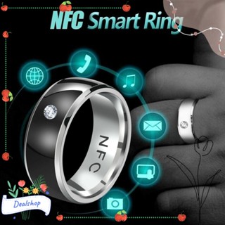 Dealshop NFC แหวนอัจฉริยะ สวมนิ้ว สเตนเลส ดิจิทัล ดีไซน์พิเศษ กันน้ํา อเนกประสงค์ เชื่อมต่อ NFC แหวนนิ้ว สําหรับผู้ชาย โทรศัพท์ Android