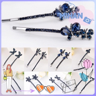 ☼MIHAN☼ 1 Pairs Retro Vintage Barrette Hairpin Korean Edge Clamp Crystal Rhinestone Hair Clip Accessories Fashion Flowers Shaped Women Girls Bling Headwear