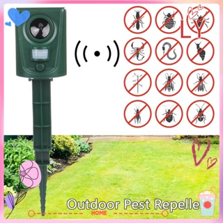 ✧LY-HOME✧ Green Outdoor Pest Repellent ABS Plastic Made Cat Dog Deterrent Ultrasonic Animal Repeller Waterproof For Garden Field Farm Environment–friendly Battery Powered Bird Fox Scarer