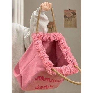 Shopkeepers selection# Original design new tassel woven canvas embroidered letter bag large capacity tote shoulder bag universal womens bag 8.21N