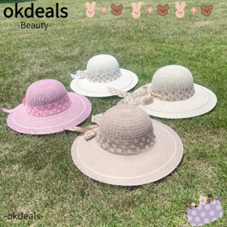 OKDEALS หมวกบังแดด ผ้าฝ้าย โพลีเอสเตอร์ ประดับโบว์ ขนาดใหญ่ เหมาะกับฤดูร้อน