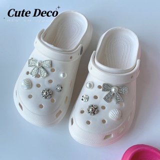 CROCS 【Cute Deco】กระดุมไข่มุก รูปหมี โบว์น่ารัก DIY สําหรับเด็ก