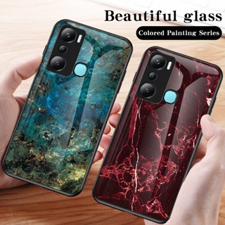 เคสโทรศัพท์มือถือกระจกนิรภัย ลายหินอ่อน สําหรับ infinix Hot 20i 20s