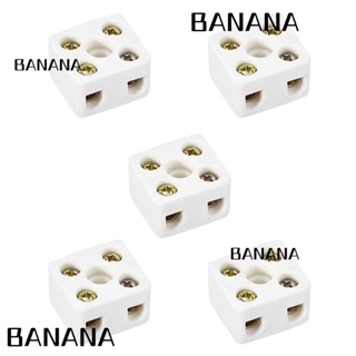 Banana1 บล็อกขั้วต่อสายไฟเซรามิค 21.5x19.5x14.2 มม. อุณหภูมิสูง 5 รู 2 ทาง 10A 5 ชิ้น