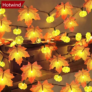 Hotwind สายไฟหิ่งห้อย LED รูปฟักทอง ใบเมเปิ้ล ใบเมเปิ้ล ยาว 1.5 ม. 3 ม. สําหรับตกแต่งสวน งานแต่งงาน ปาร์ตี้ วันขอบคุณพระเจ้า H8J2