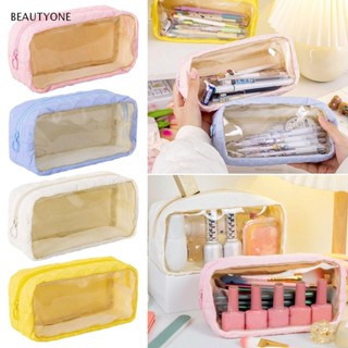 TOPBEAUTY กระเป๋าดินสอ กระเป๋าเครื่องเขียน แบบใส มีซิป จุของได้เยอะ ให้เป็นของขวัญได้
