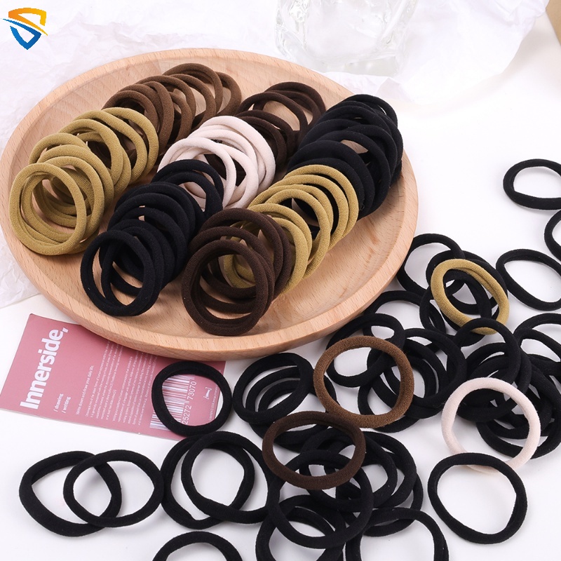 20/50/100 ชิ้น คละสี พื้นฐาน ยืดหยุ่นสูง ยางรัดผม ผู้หญิง เด็กผู้หญิง เรียบง่าย อเนกประสงค์ เชือกผม นุ่ม สบาย ยางรัดผม เครื่องประดับผม