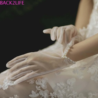 Back2life ถุงมือแต่งงาน แบบสั้น โปร่งใส สีขาว ลูกไม้ ฤดูร้อน สําหรับเด็กผู้หญิง Tulle Mittens