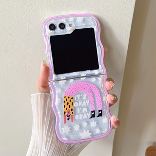 【Fold Wave】เคสโทรศัพท์มือถือ TPU นิ่ม กันกระแทก ป้องกันเลนส์ สําหรับ SAMSUNG Z Flip3 Flip4 Flip5