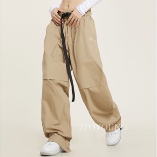 2TOYOUNG  กางเกงขายาว คาร์โก้ กางเกง เชือกอเมริกันคลาสิค Cargo pants 2023 NEW 080106 ทันสมัย Korean Style Trendy รุ่นใหม่ A20M08Y 36Z230909