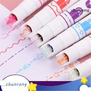 Chunrong ปากกาเส้นโค้ง แห้งเร็ว หลากสี สําหรับนักเรียน 6 ชิ้น