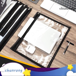 Chunrong กระเป๋าซิป PVC ใส กันน้ํา อเนกประสงค์ สําหรับใส่จัดเก็บอุปกรณ์สํานักงาน เดินทาง 6 9 12 ชิ้น