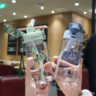 ขวดน้ำอวกาศพร้อมฟาง Bpa ฟรี 550ml กีฬากลางแจ้งถ้วยน้ำสัตว์น่ารักสำหรับเด็กแบบพกพาขวดน้ำออกกำลังกาย M