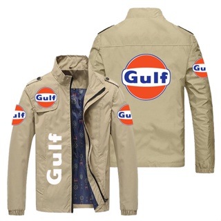 GULF LOGO jacket car shop custom work clothes outdoor driving loose thin cardigan stand collar windbreaker