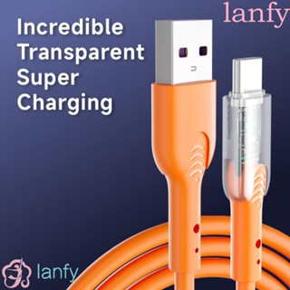 Lanfy สายเคเบิลข้อมูล USB C 65W Type C Micro USB 65W ยาว 1 เมตร สีส้ม แฟชั่น