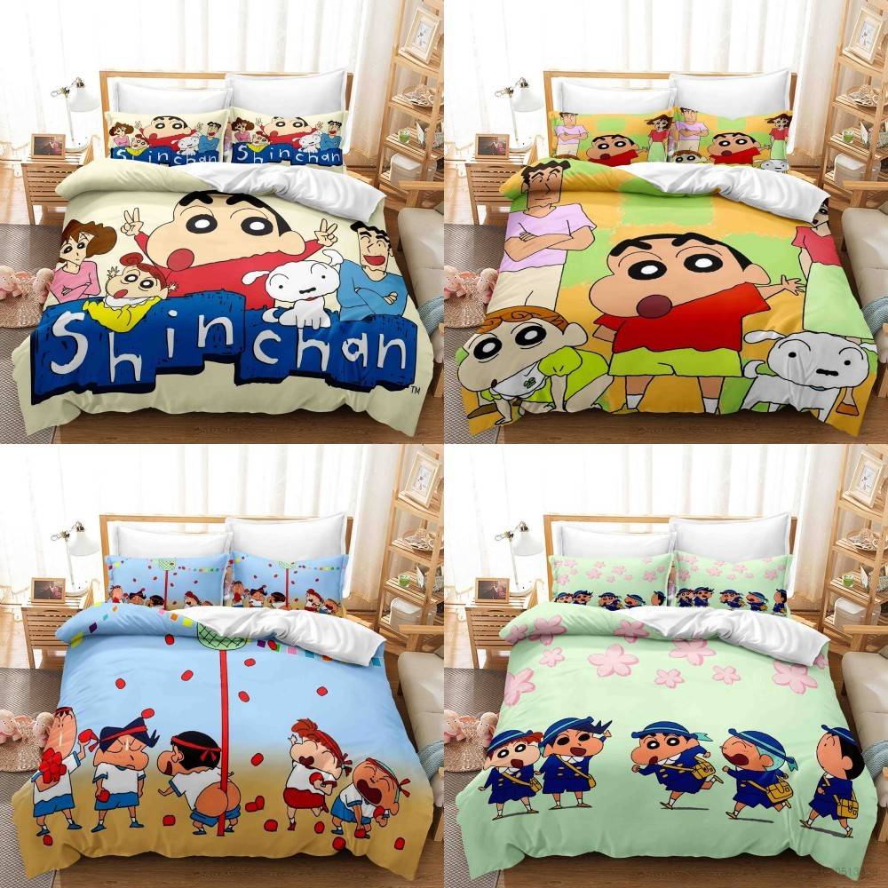 3in1 ชุดเครื่องนอน ผ้าปูที่นอน ผ้าห่ม ลายการ์ตูนชินจัง 23 ชินจัง ซักทําความสะอาดได้ ใส่สบาย
