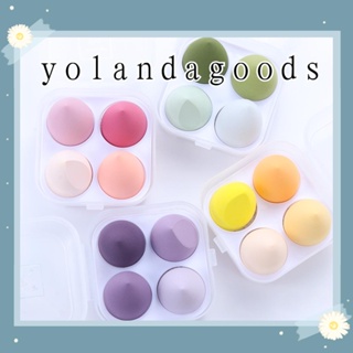 Yola พัฟฟองน้ําแต่งหน้า หลายสี สําหรับเกลี่ยแป้งผสมรองพื้น แห้ง และเปียก 4 ชิ้น