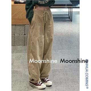 Moon  กางเกงขายาว คาร์โก้ กางเกง เชือกอเมริกันคลาสิค Cargo pants 2023 NEW 072809 ทันสมัย พิเศษ Unique fashion A90M06K 36Z230909