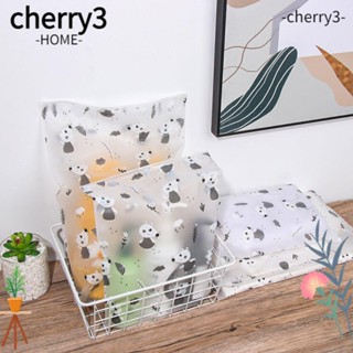 Cherry3 กระเป๋าจัดเก็บเสื้อผ้า รองเท้า พิมพ์ลาย สีโปร่งใส