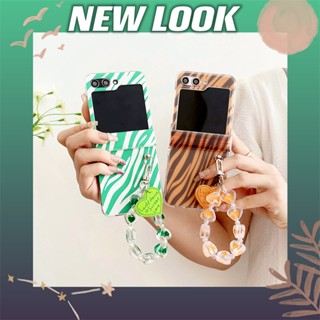 เคสโทรศัพท์มือถือแฟชั่น แบบพับได้ ลายทางสีตัดกัน เรียบง่าย สําหรับ Samsung Galaxy Z Flip5 Flip3 Flip4 5G