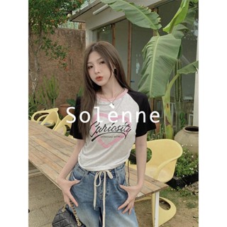 Solenne  เสื้อครอป เสื้อยืดผู้หญิง ครอป baby tee สาวเรโทร 2023 NEW Style Comfortable ทันสมัย ทันสมัย สไตล์เกาหลี A99J55Q 36Z230909