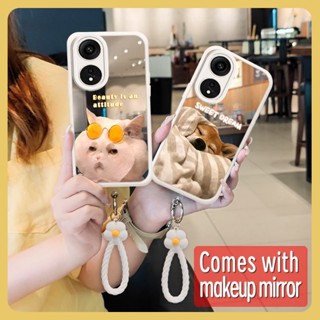 dustproof Little Fresh Phone Case For OPPO A1 Pro 5G/Reno8T 5G Mirror surface texture luxurious Hangings Full edging