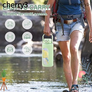 Cherry3 ขวดน้ําแก้ว ซิลิโคน กันรั่ว ความจุขนาดใหญ่ แบบพกพา พร้อมหลอดดูด 64 ออนซ์