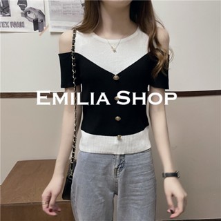 EMILIA SHOP  เสื้อยืด ครอป เสื้อยืดผู้หญิง  สบาย ทันสมัย สไตล์เกาหลี ทันสมัย A91K0SE 36Z230909