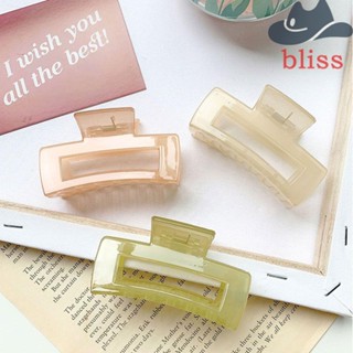 Bliss กิ๊บติดผม พลาสติก ทรงสี่เหลี่ยมผืนผ้า สีพื้น สไตล์เกาหลี สําหรับเด็กผู้หญิง