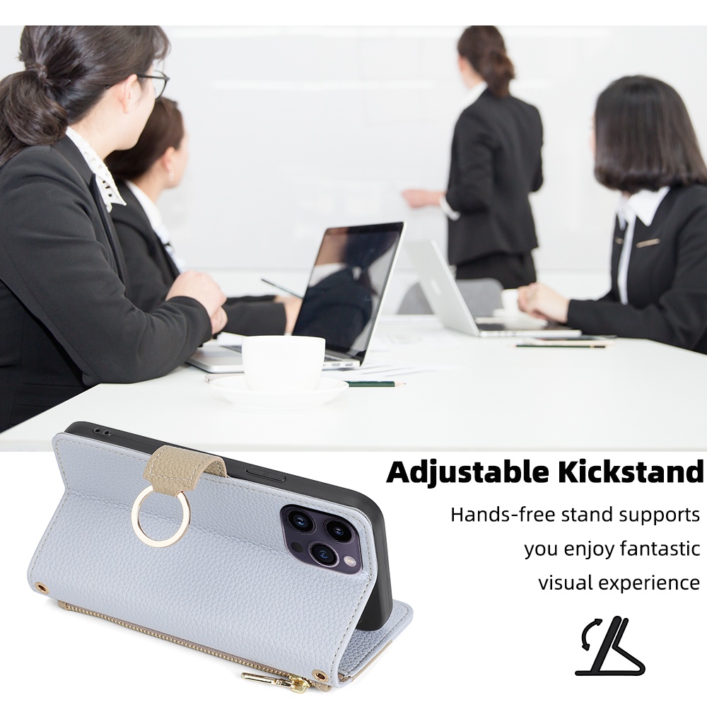 เคส Huawei P30 P20 P10 Pro Plus Lite ฝาพับ เคสโทรศัพท์ หนัง PU พร้อมสายคล้องไหล่โลหะ สําหรับผู้หญิง - รูปที่ 4