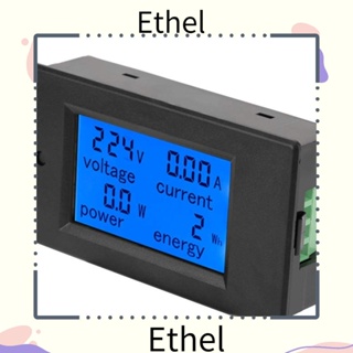 Ethel1 โวลต์มิเตอร์วัดแรงดันไฟฟ้า AC 0-20A หน้าจอดิจิทัล LCD พลาสติก ทนทาน 6.5-100V สีดํา